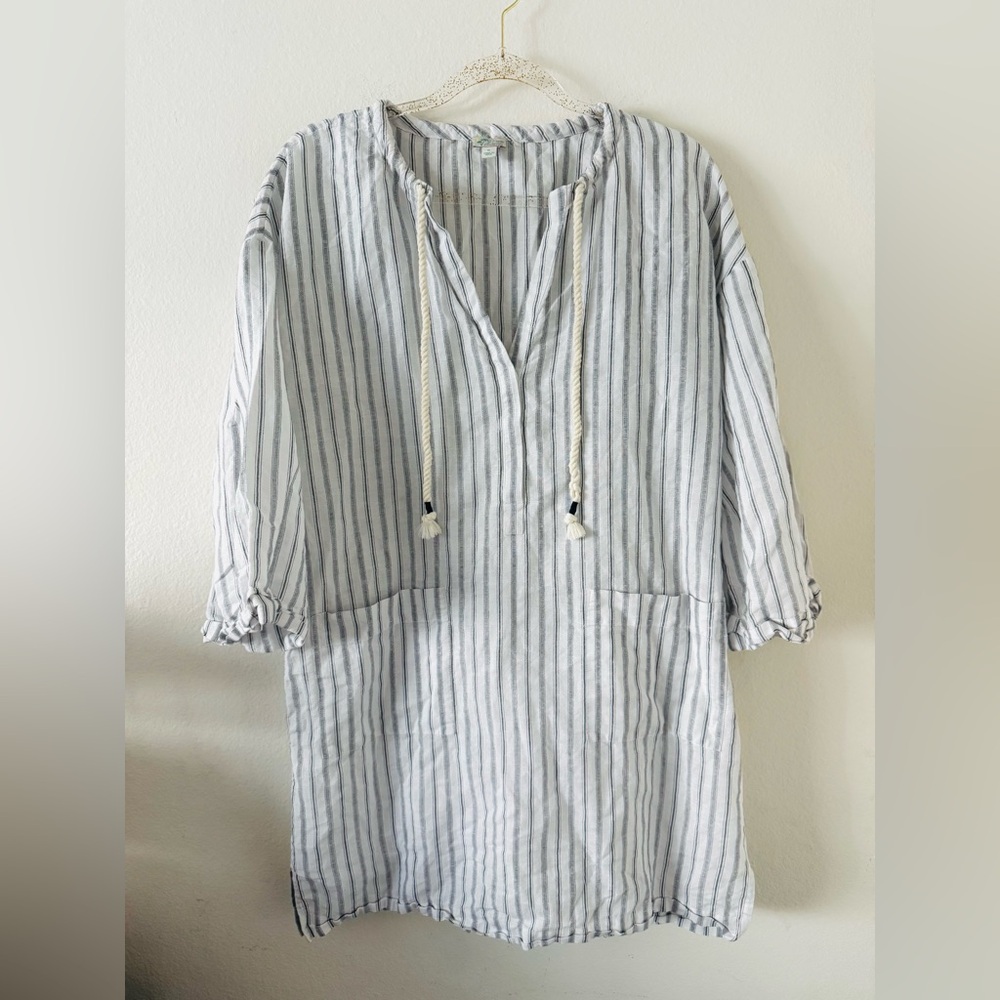J. Crew striped Linen Beach Cover Up